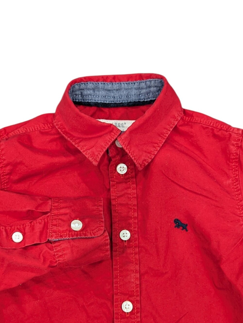 H&M Logg Kids Red Button Down Up Shirt Cotton Long Sleeve Church Toddler Boys 3T